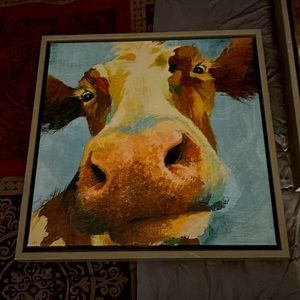 13x13 set of 2 Farm house Cow and Pig pictures
